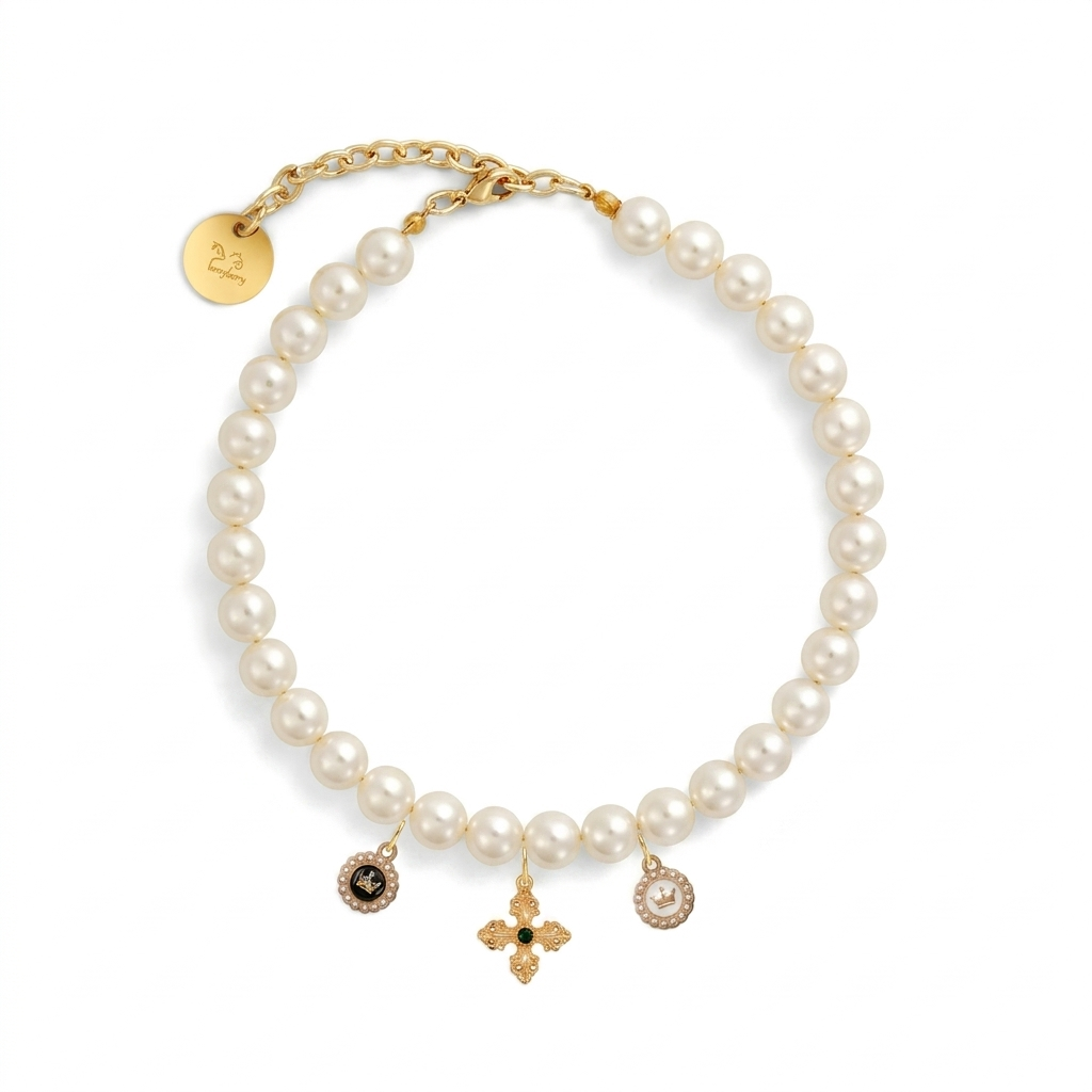 Purry Purry Faux Pearl Adjustable Dog Necklace – Customizable Charms