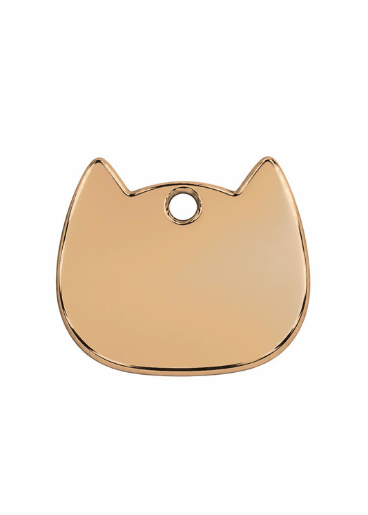 Cat Head Engraved ID Tag in Rose Gold