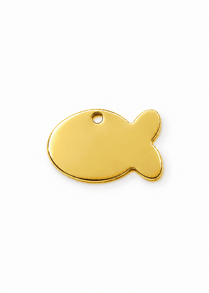 Fish Engraved ID Tag - Gold