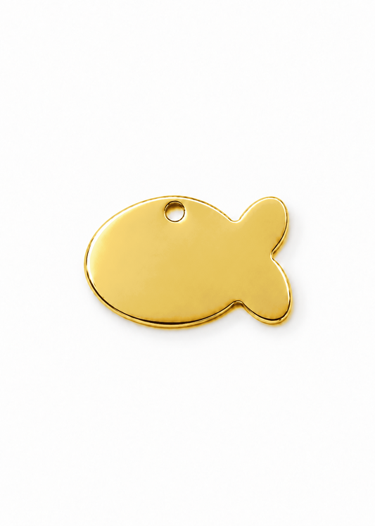 Fish Engraved ID Tag - Gold