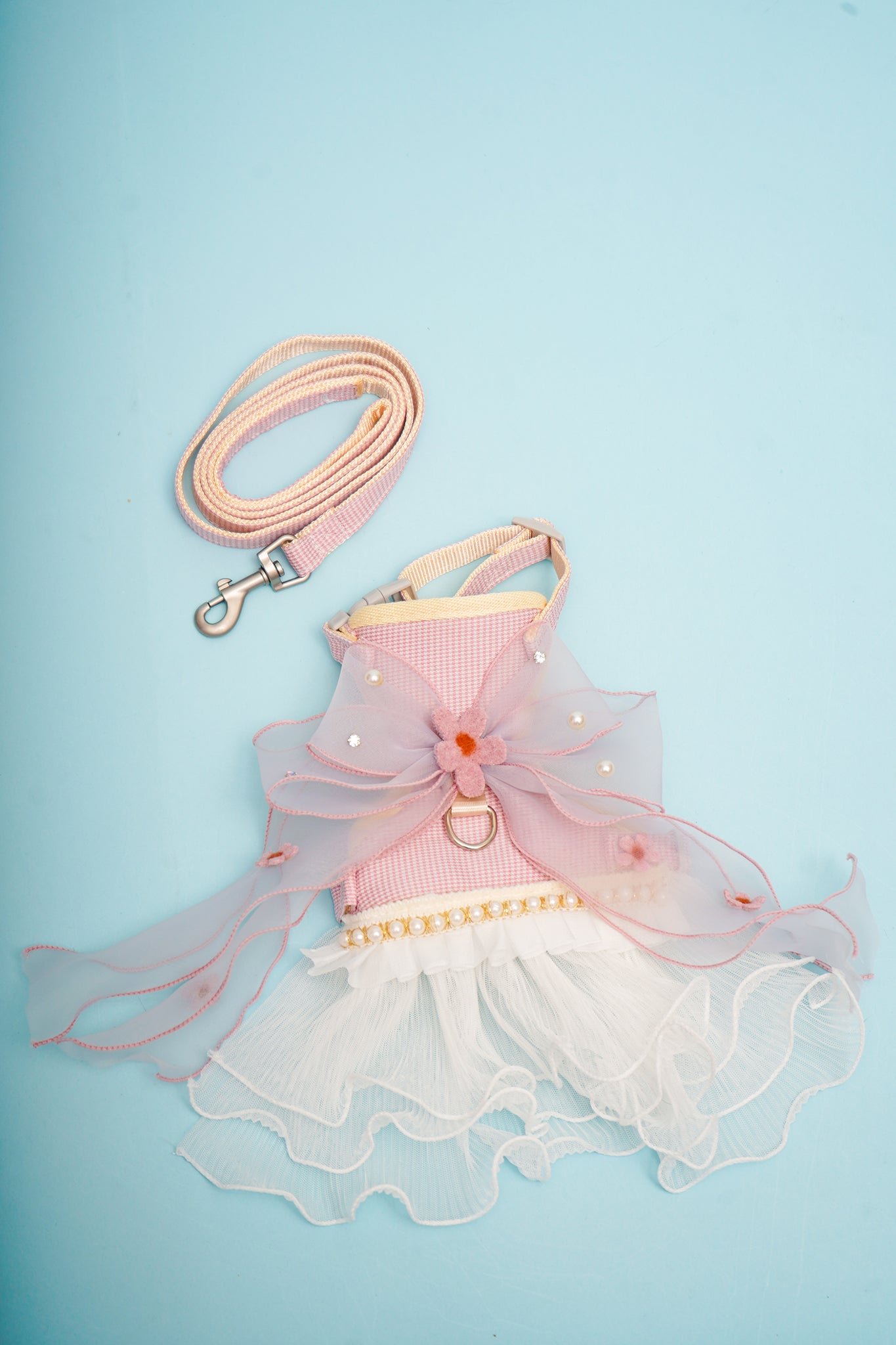 Pink Snow White Harness Dress For Dog (leash included)