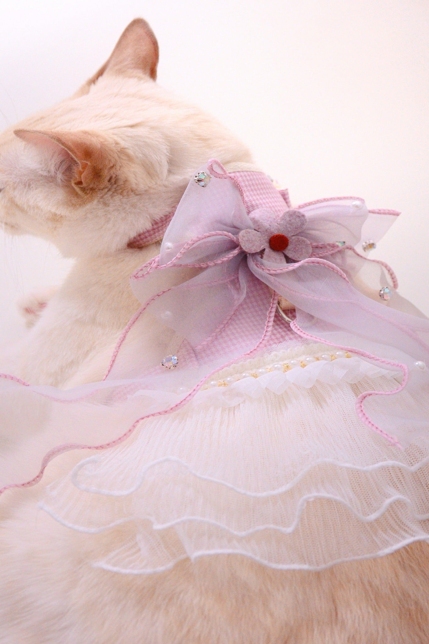 Pink Snow White Harness Dress For Cat (leash included)