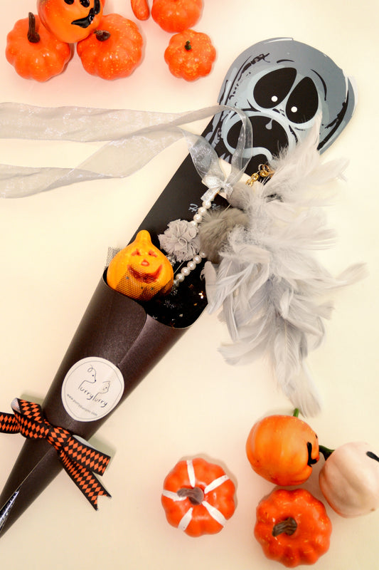 Halloween Cat Teaser Bouquet - Metalic Silver (3 cat toys included) | PurryPurry