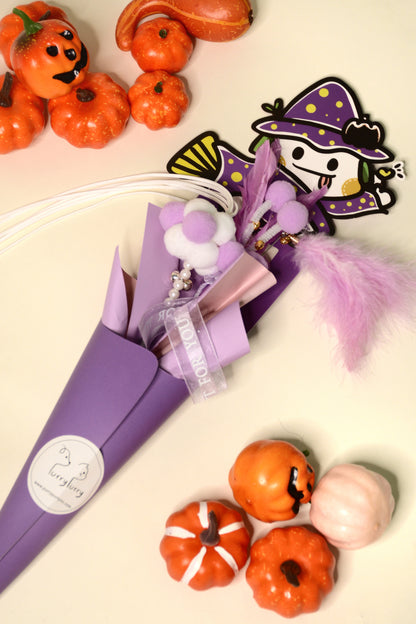 Halloween Cat Teaser Bouquet - Lavender Purple (3 cat toys included) | PurryPurry